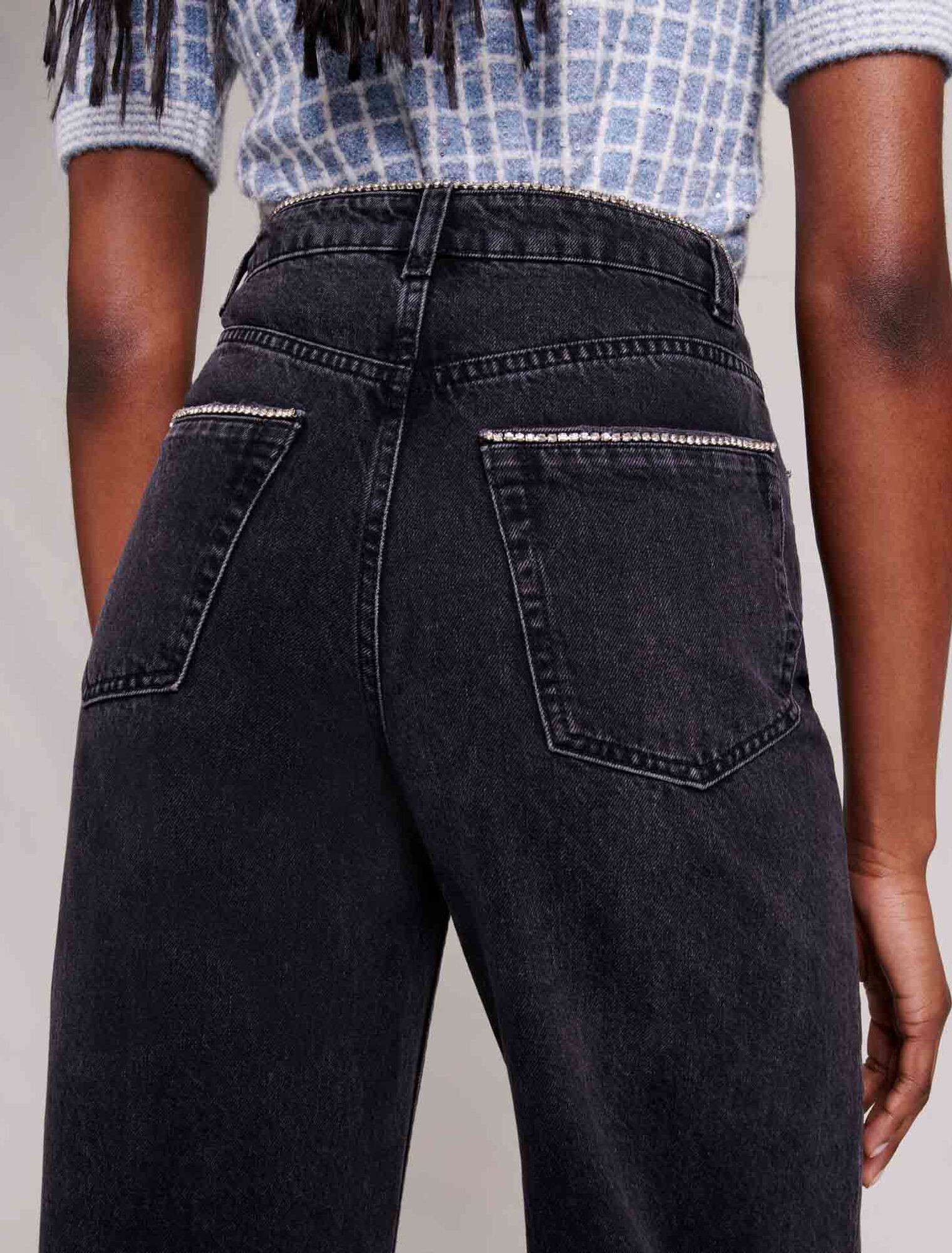 Jeans larghi con strass
