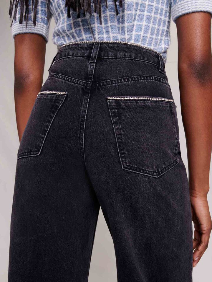Jeans larghi con strass