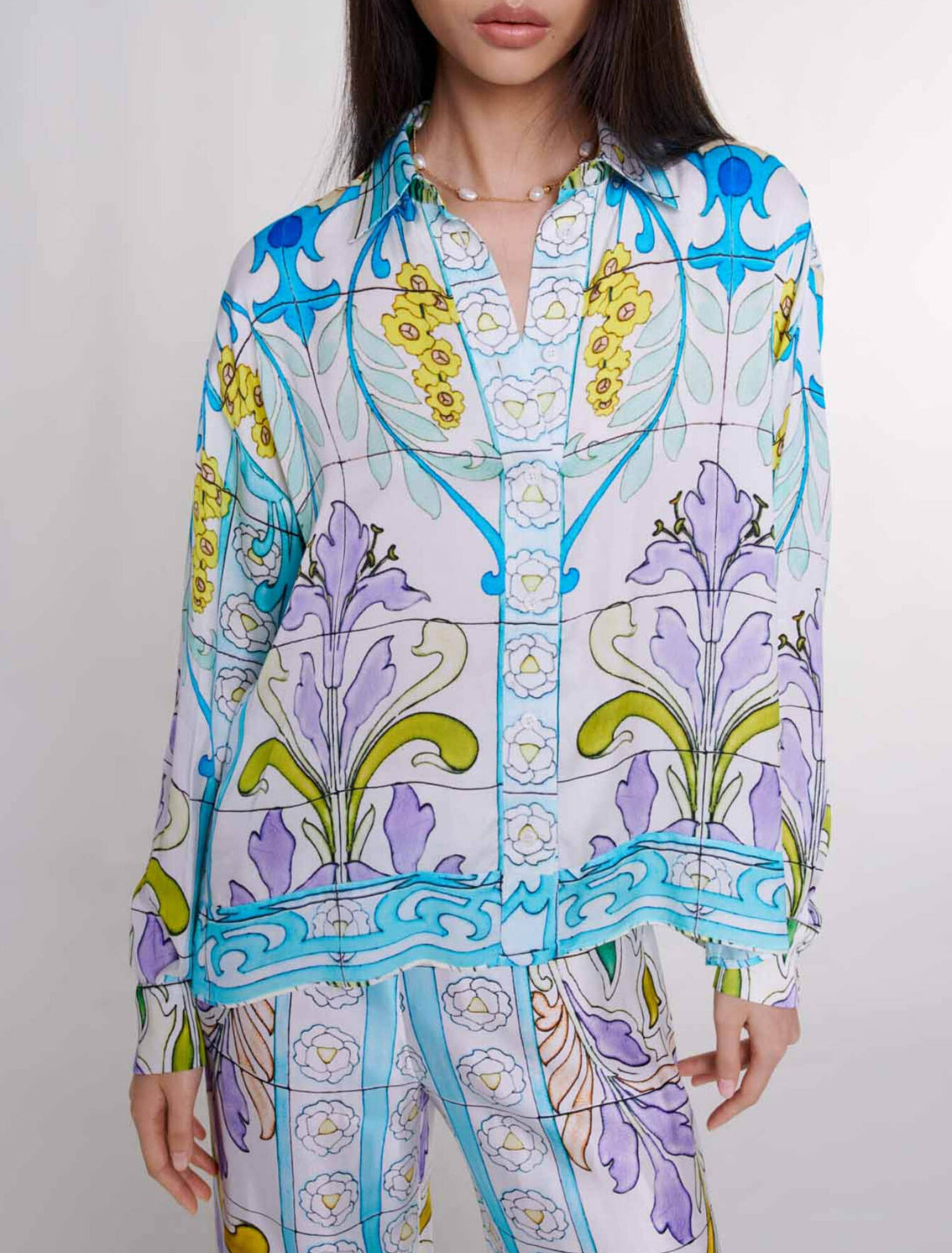 Camicia in raso stampato