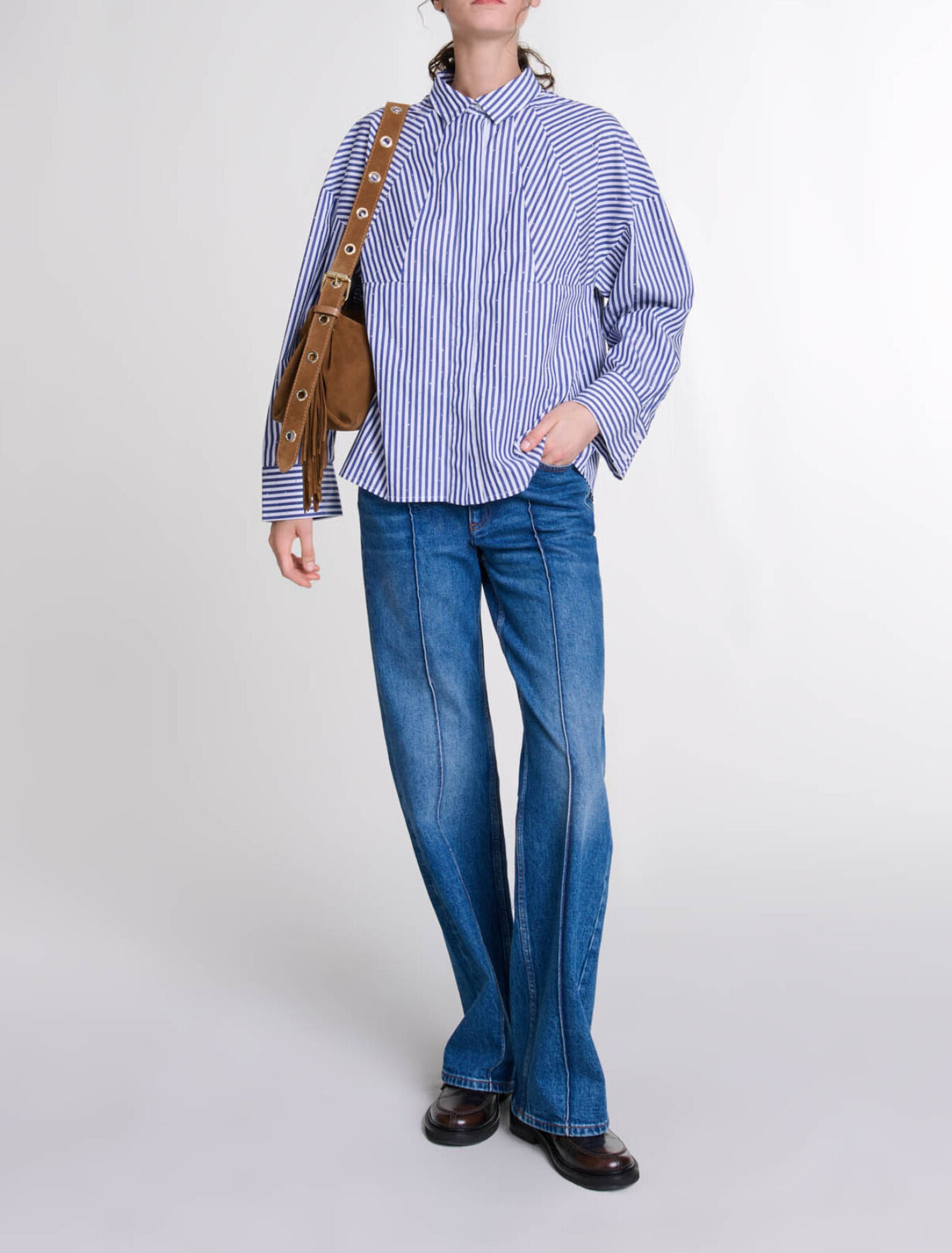 Camicia a righe con strass