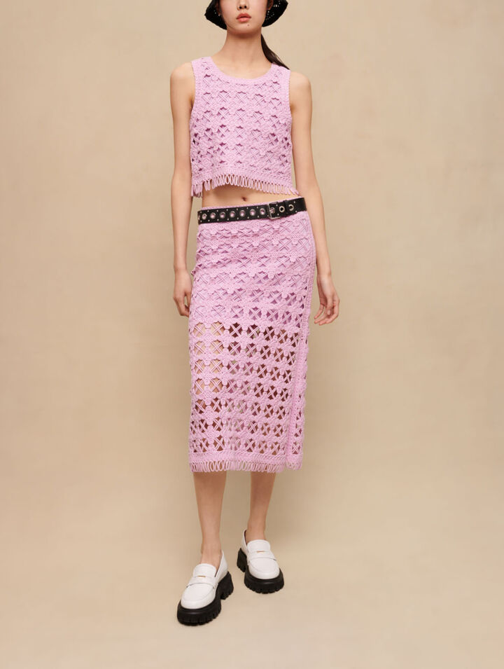 Crop top all'uncinetto
