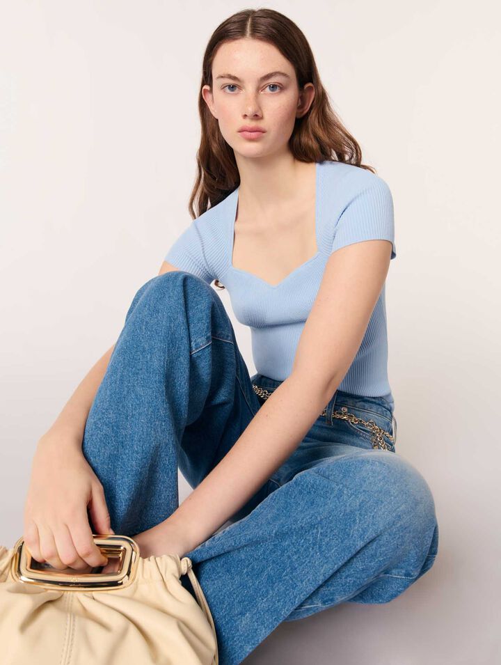 Top in maglia a coste