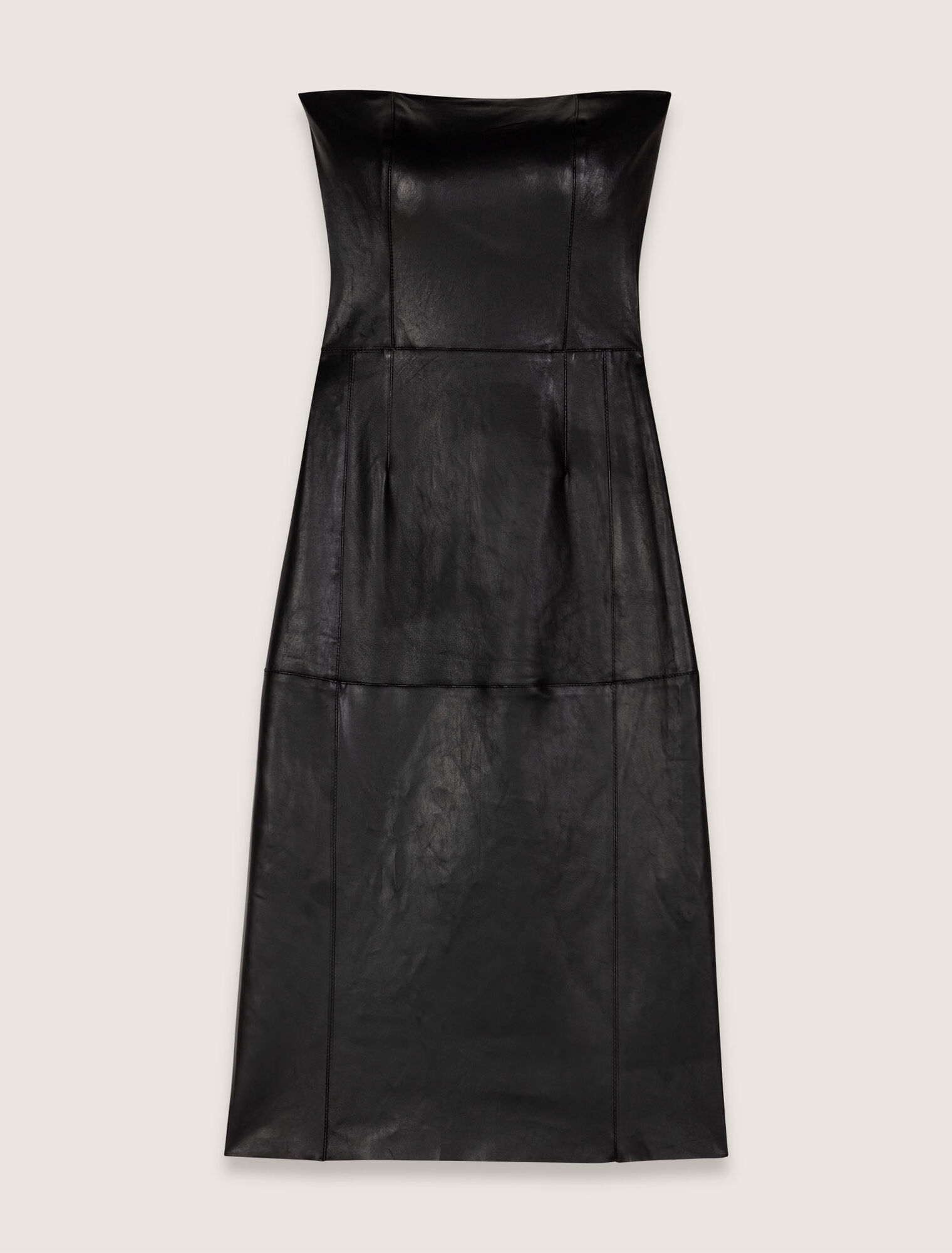Abito midi bustier in pelle stretch