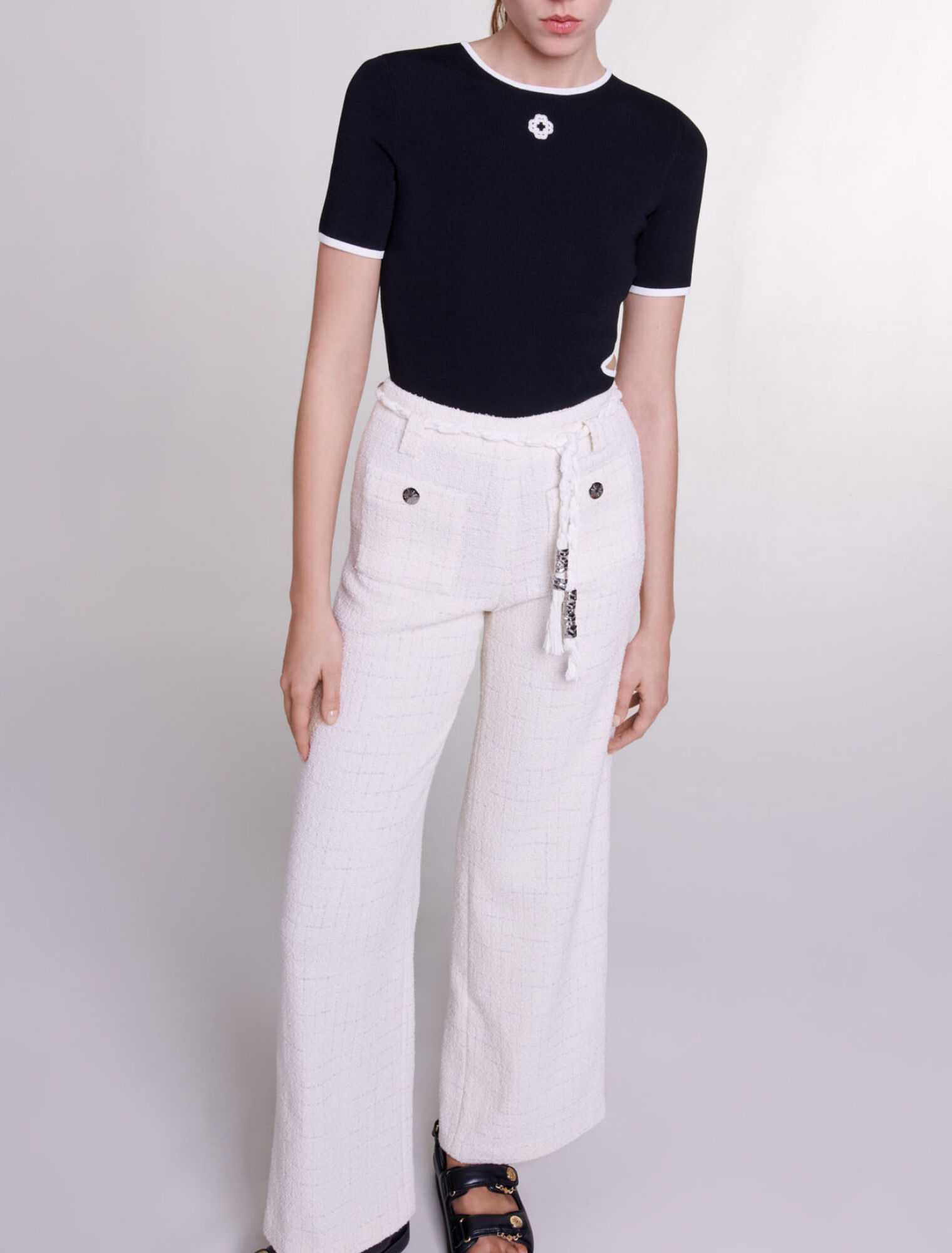 Pantaloni tweed fili metallizzati