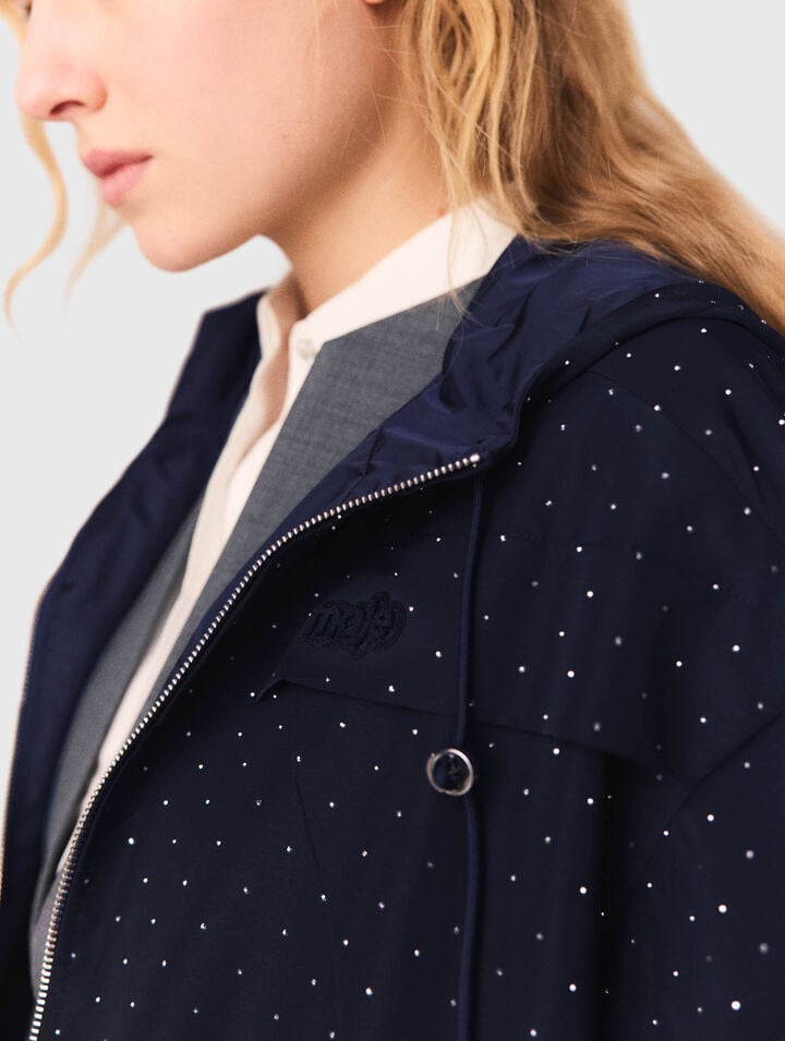 Antivento con glitter e cappuccio