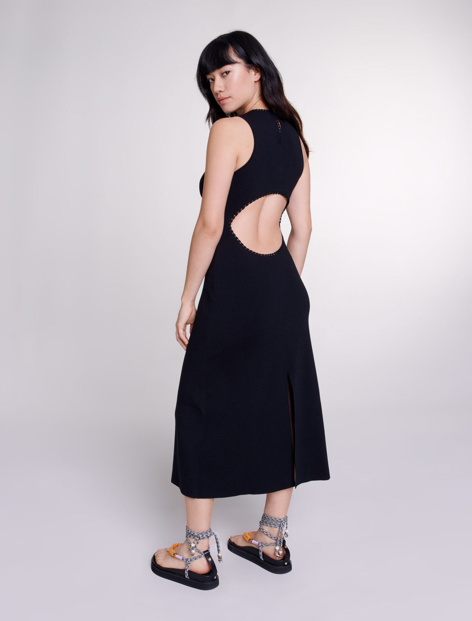 Abito lungo in maglia con cut-out