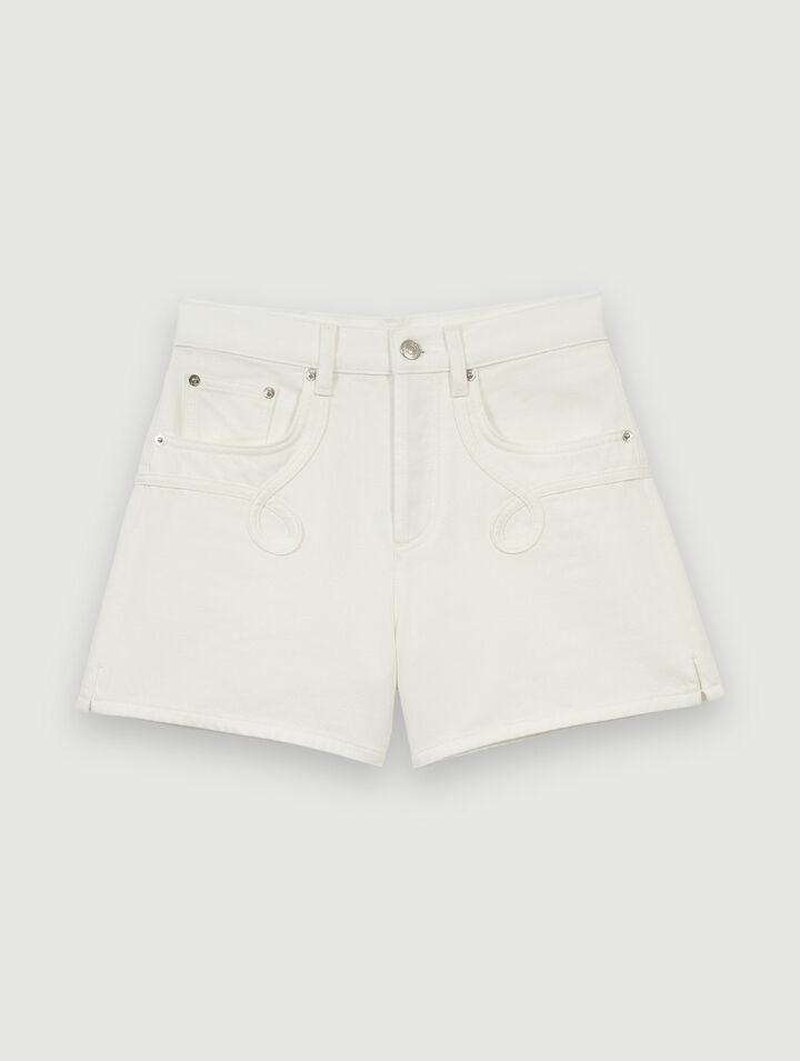 Shorts in jeans ricamato