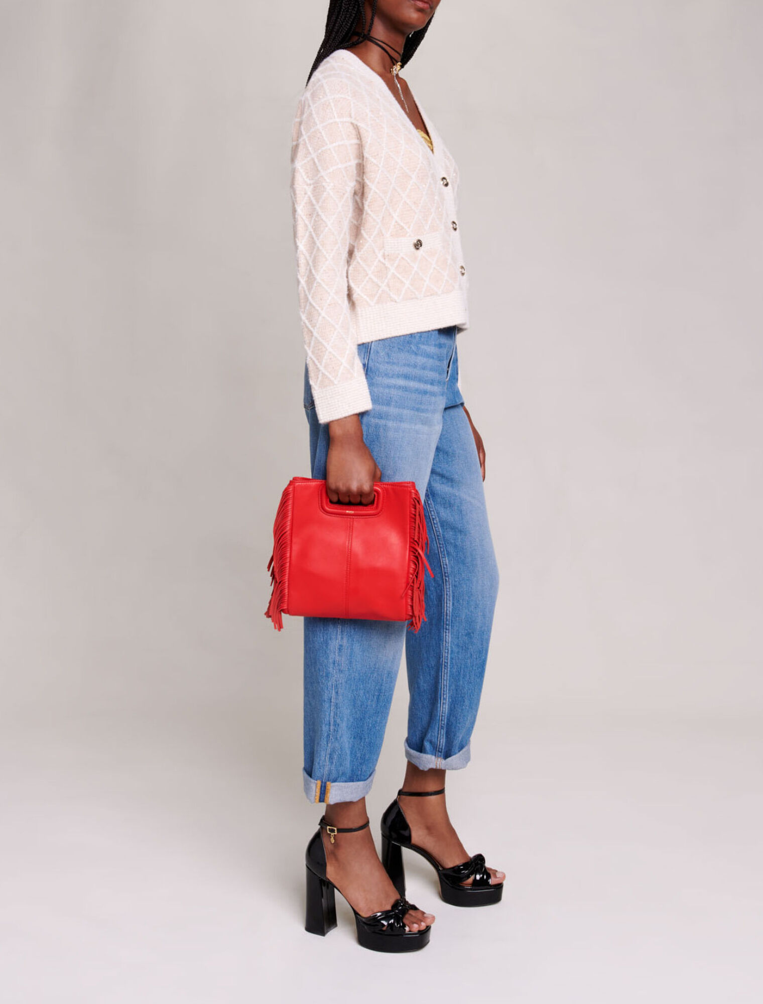 Cardigan in maglia a scacchi