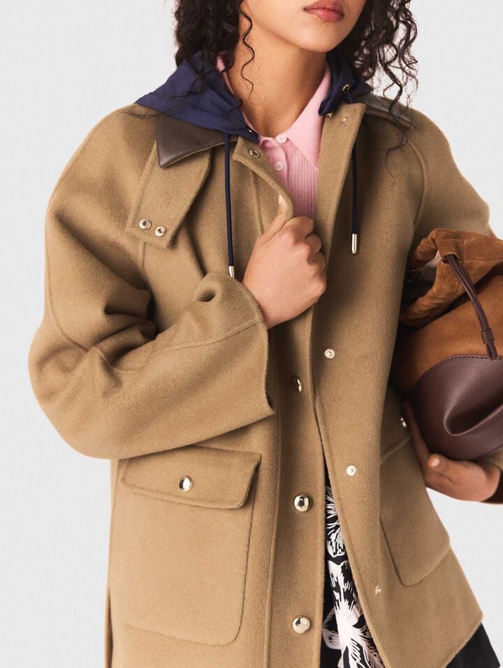 Cappotto lana cappuccio rimovibile