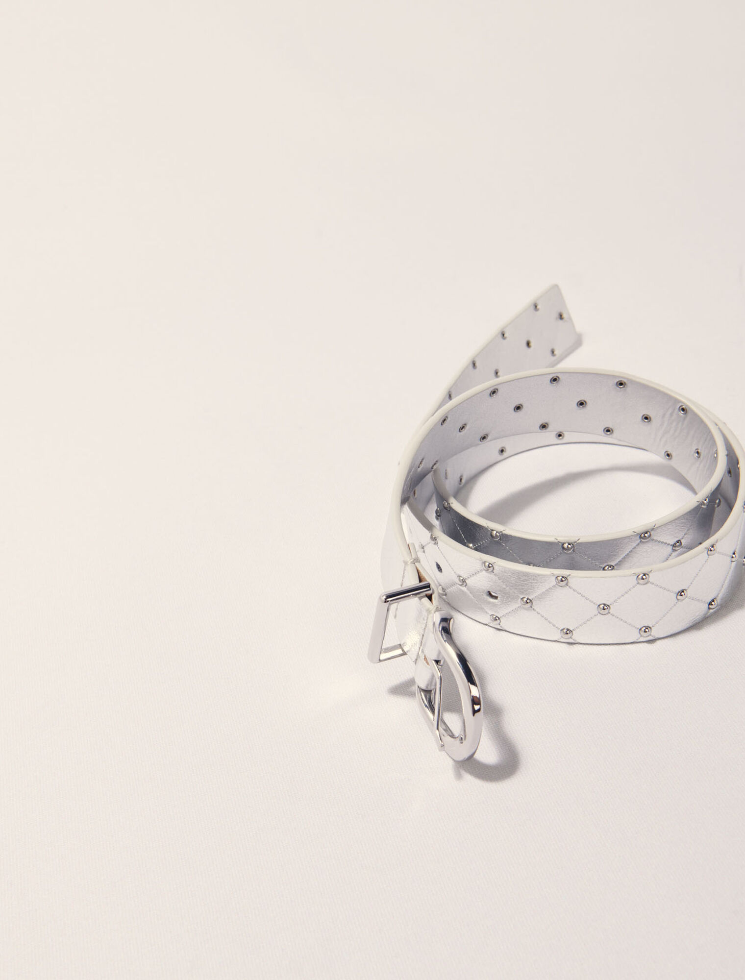 Cintura in pelle metal trapuntata