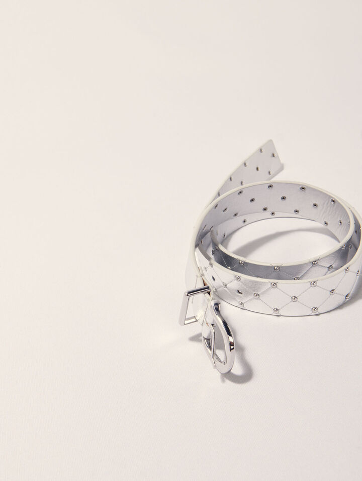 Cintura in pelle metal trapuntata