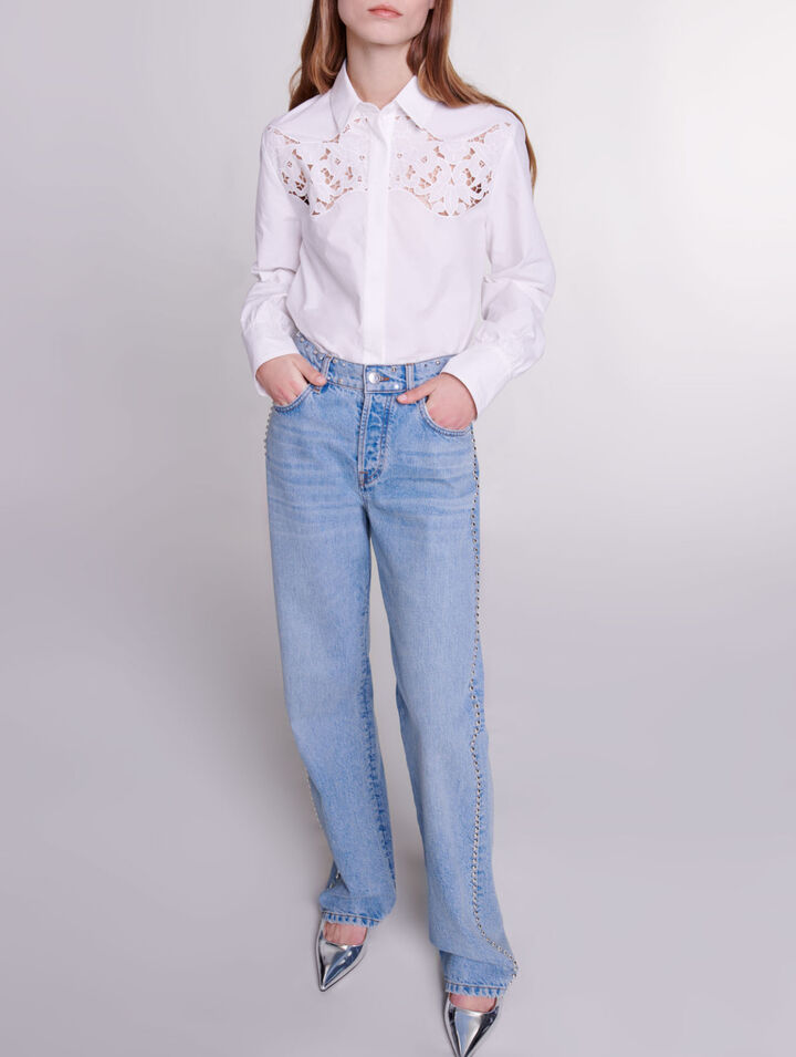 Jeans larghi borchiati