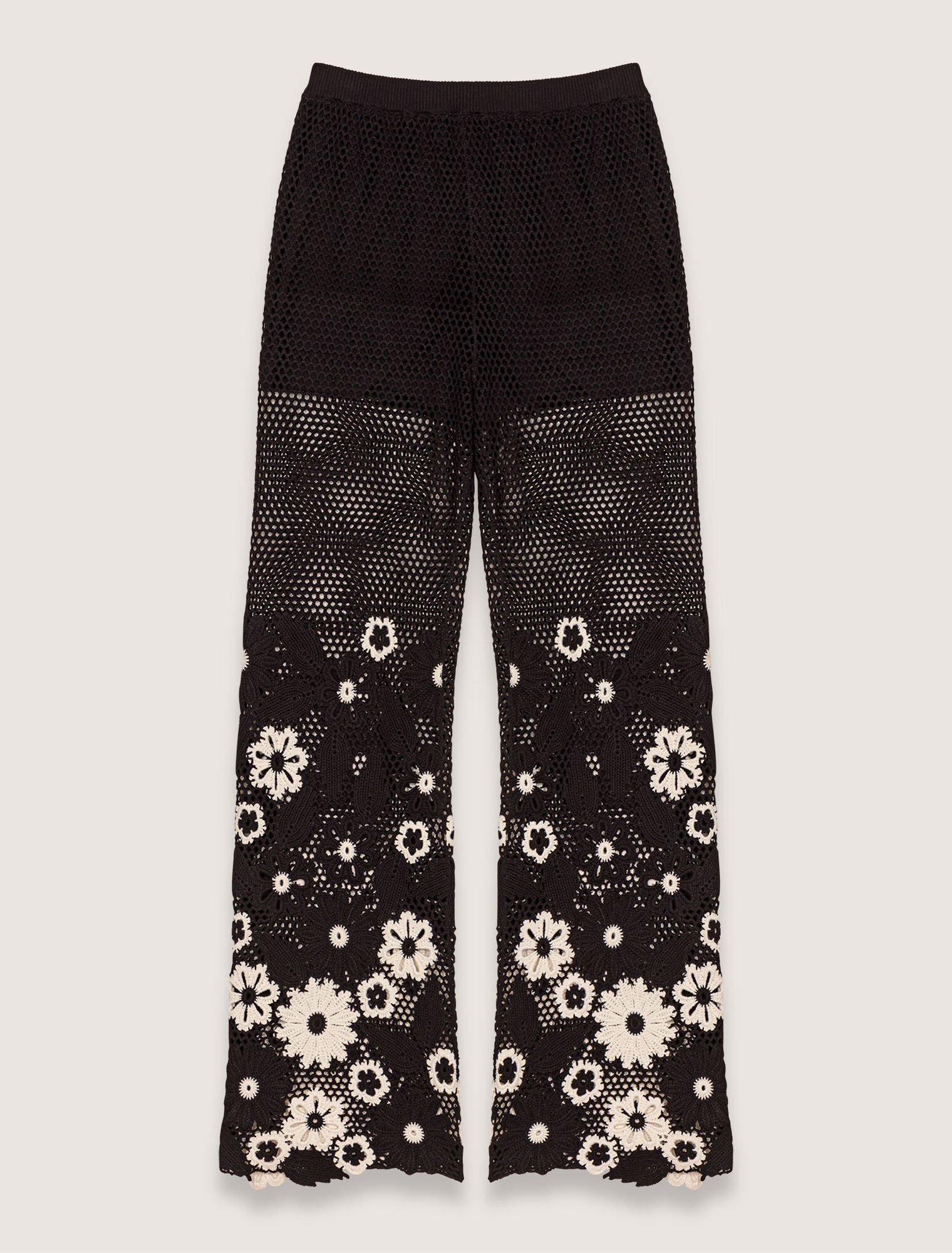 Pantaloni in crochet floreale