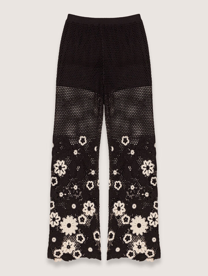 Pantaloni in crochet floreale