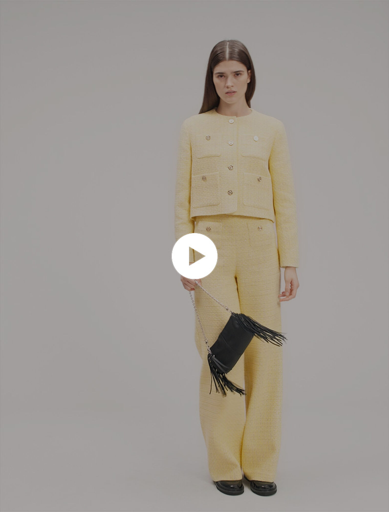 Pantaloni dritti in tweed e lurex