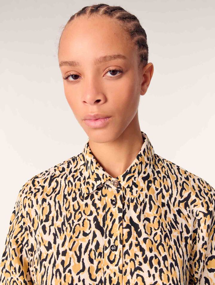 Abito midi con stampa leopardata
