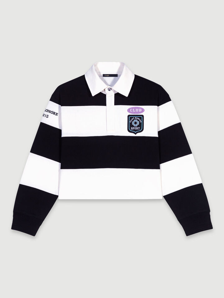 Polo rigata e ricamata
