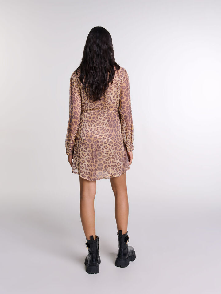 Abito corto con stampa leopardata