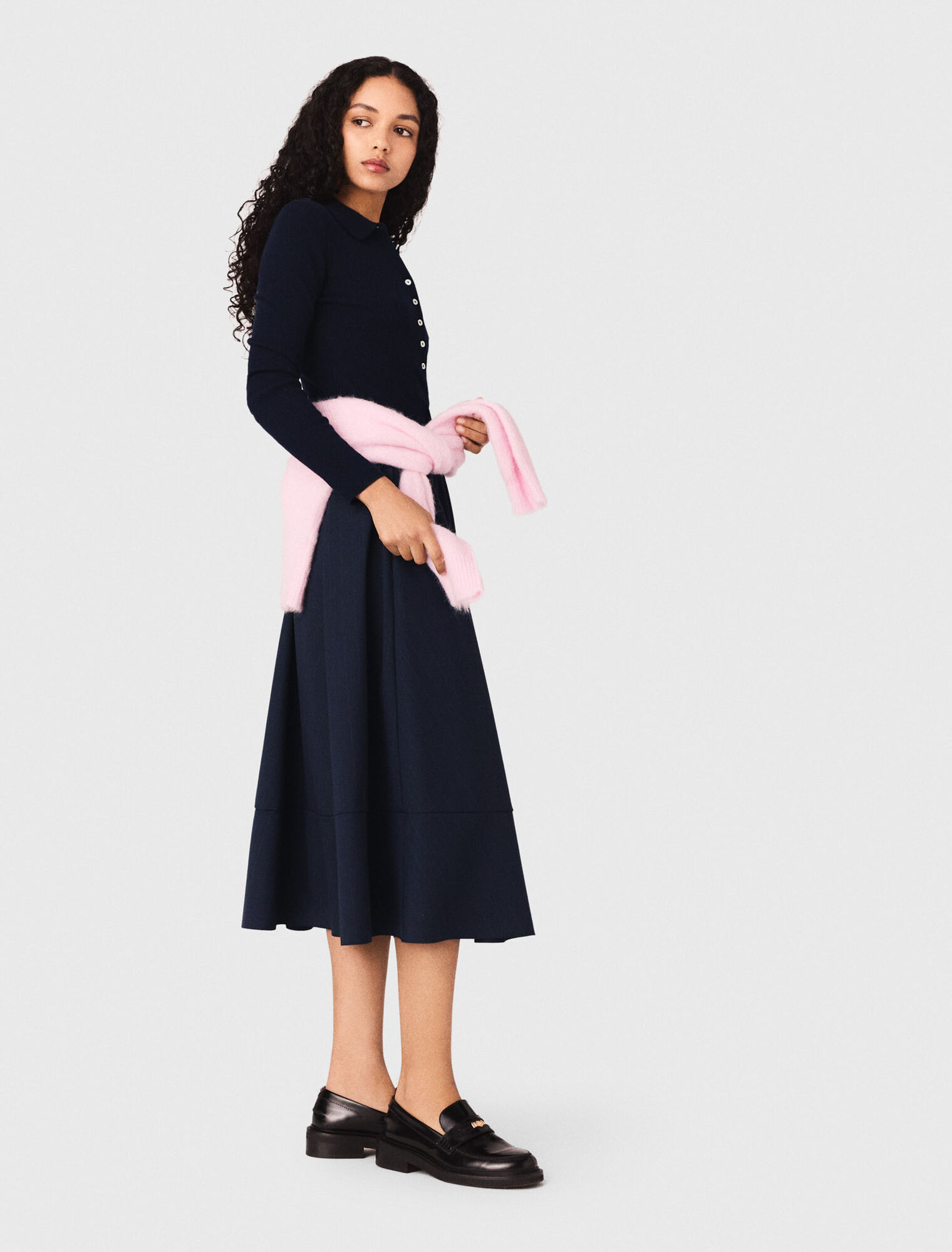 Pullover a coste collo polo