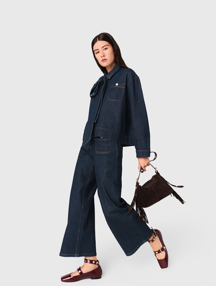 Camicia in denim con lavallière