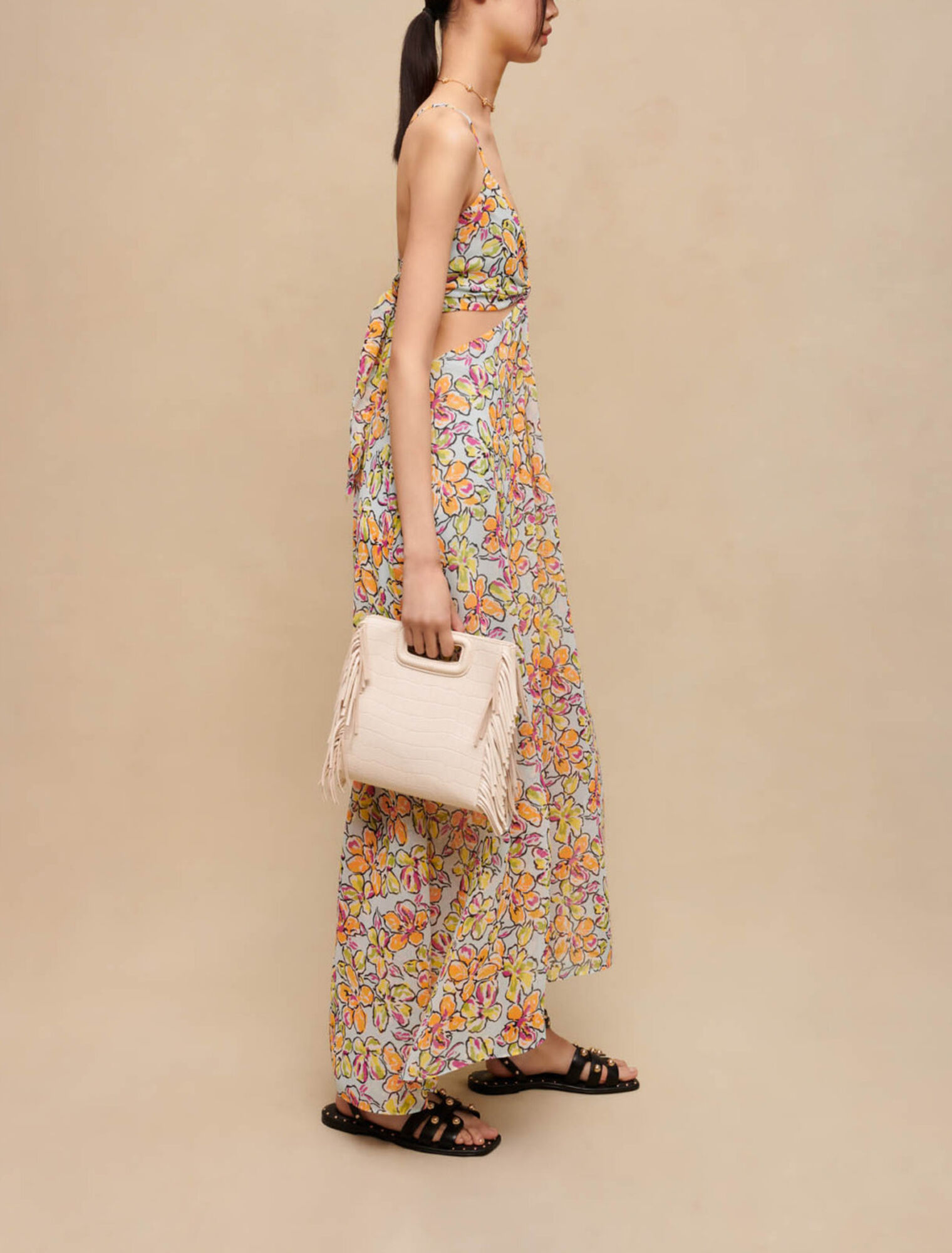 Maxi abito cut-out floreale