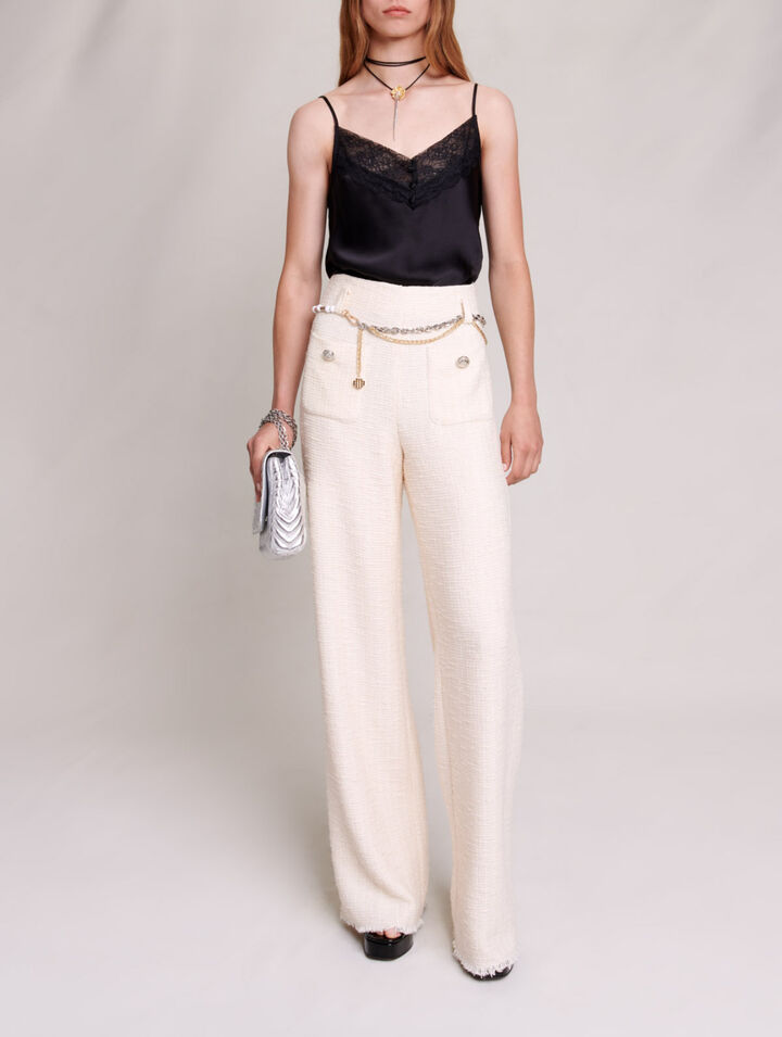 Pantaloni larghi in tweed