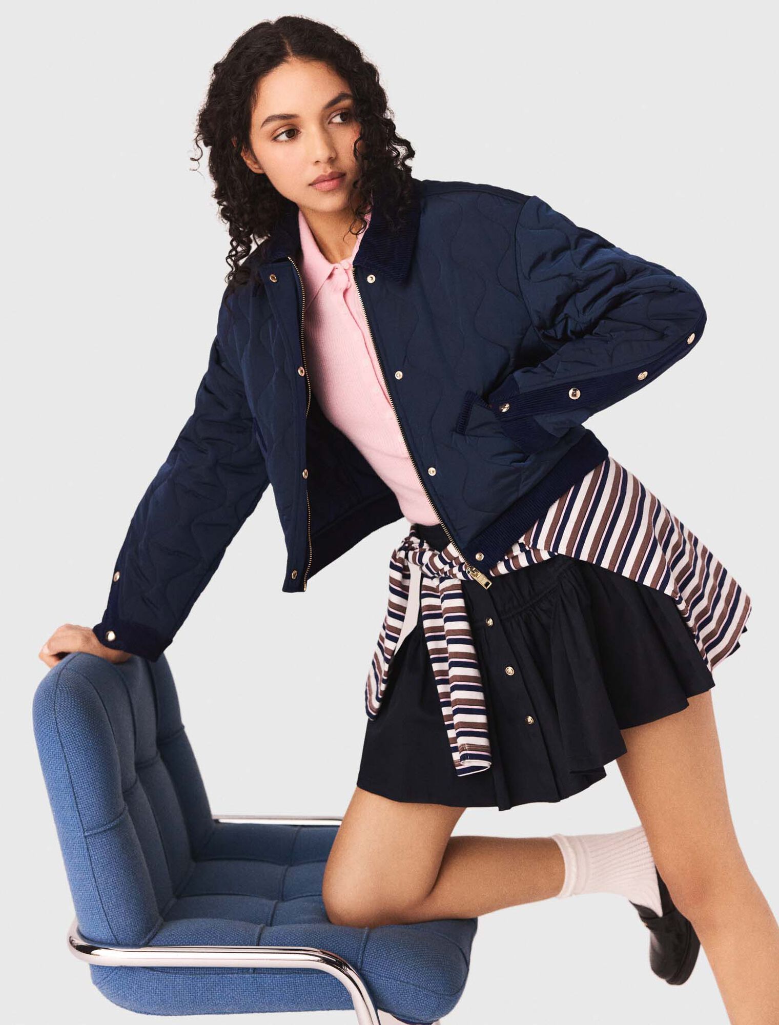 Giacca trapuntata inserti velluto