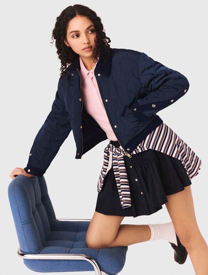 Giacca trapuntata inserti velluto