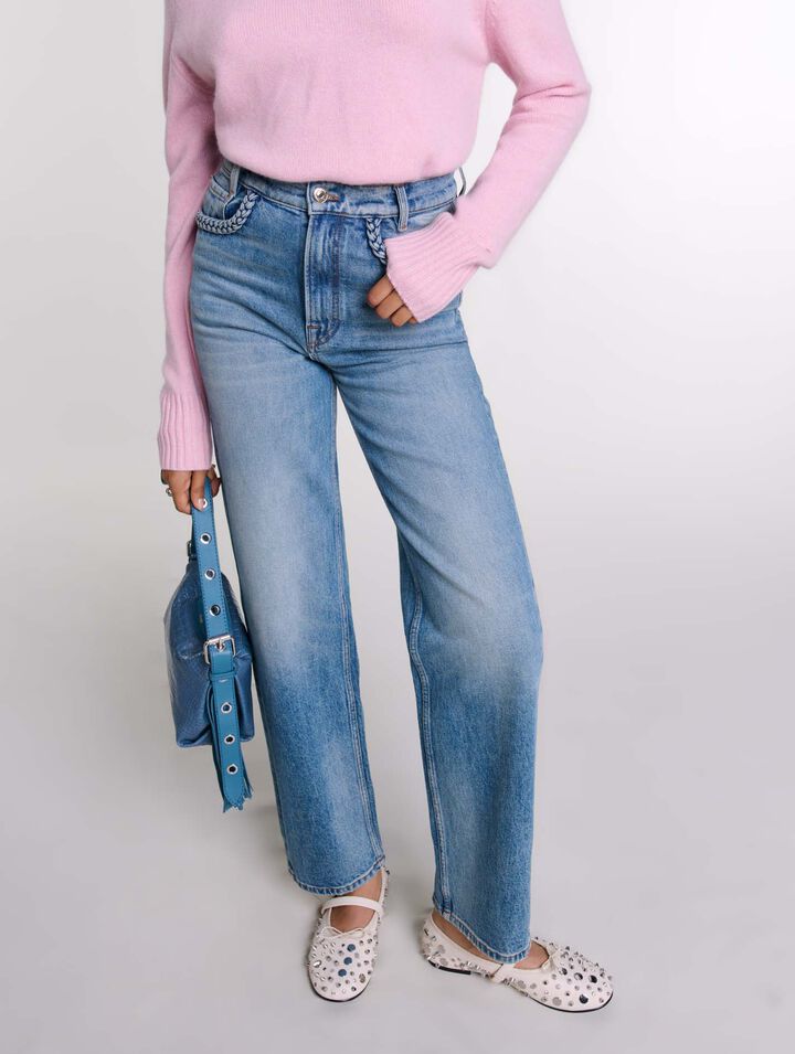 Jeans dritti dettagli intrecciati