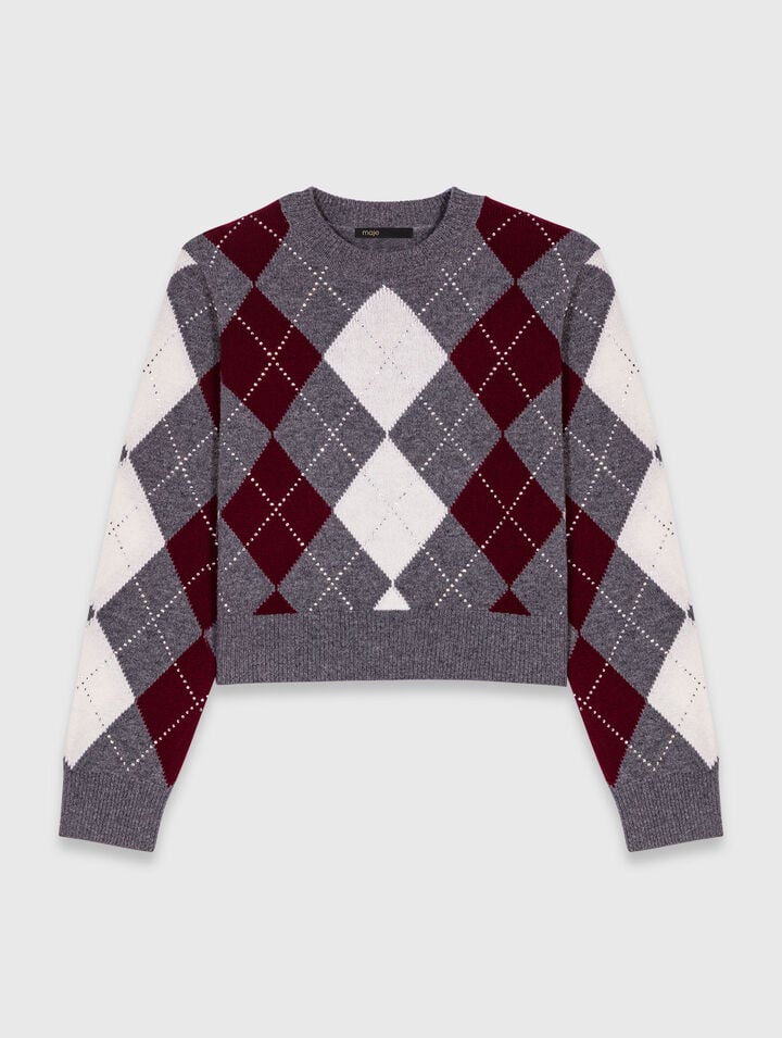 Maglione corto a fantasia argyle