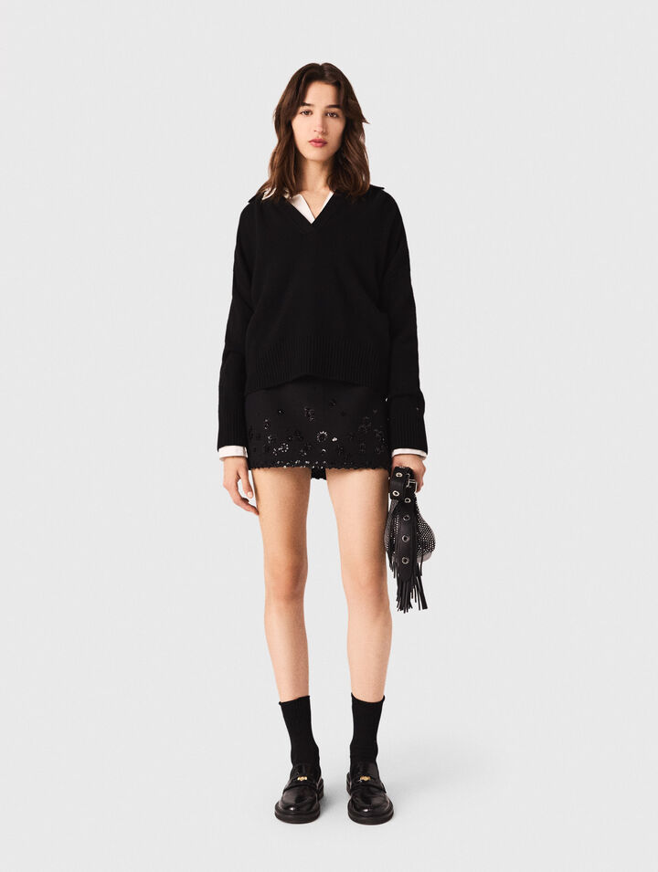 Cardigan con colletto polo aperto
