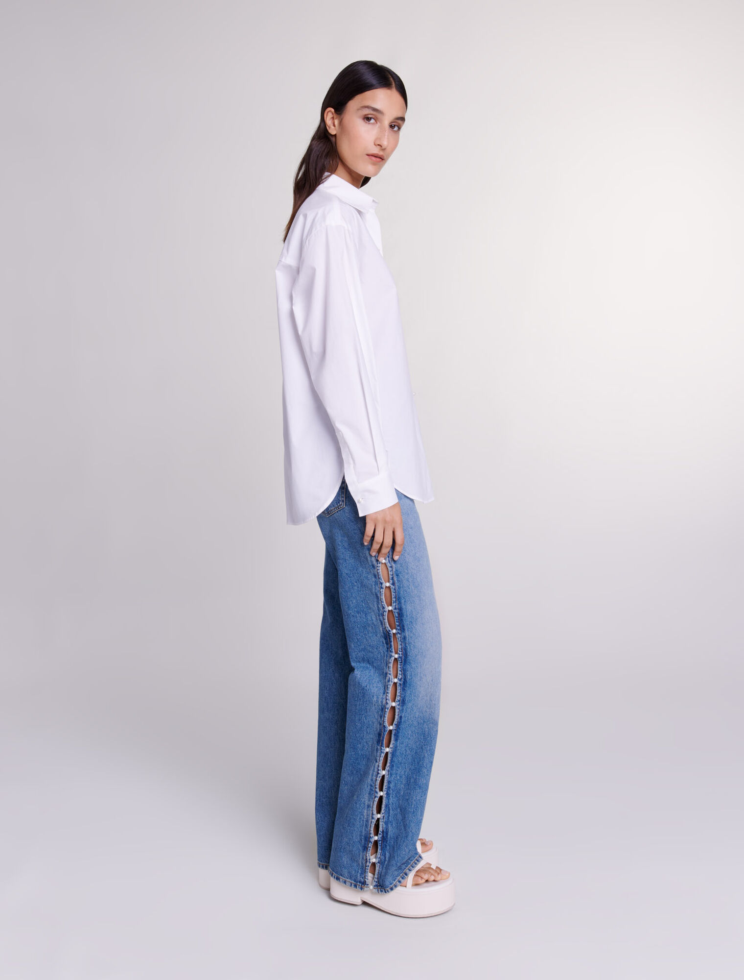 Camicia bianca in popeline di cotone