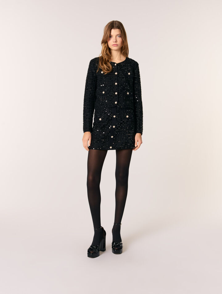 Cardigan corto con lustrini