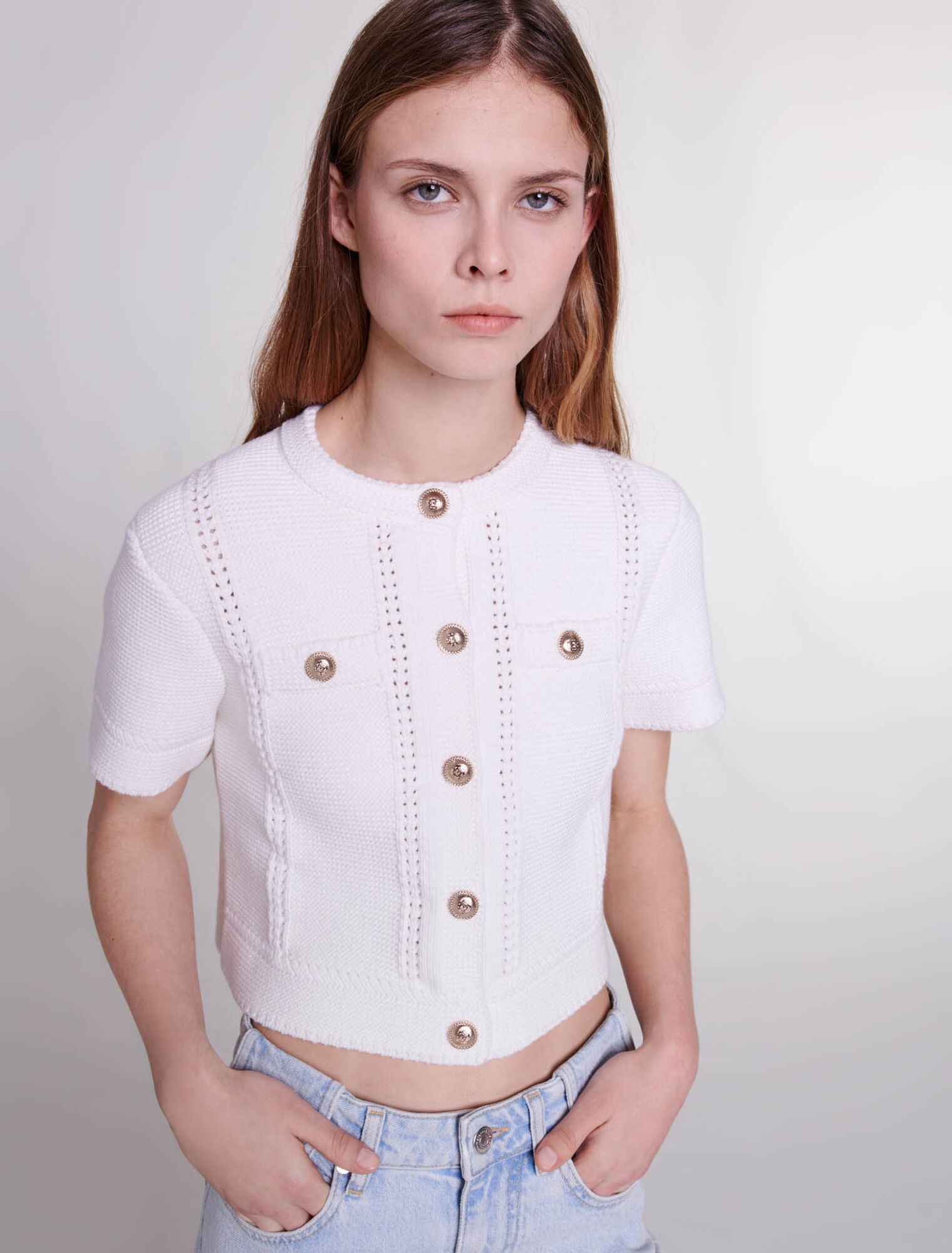Cardigan in maglia a maniche corte