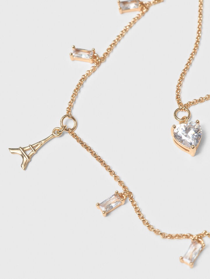 Collana doppia con charm strass