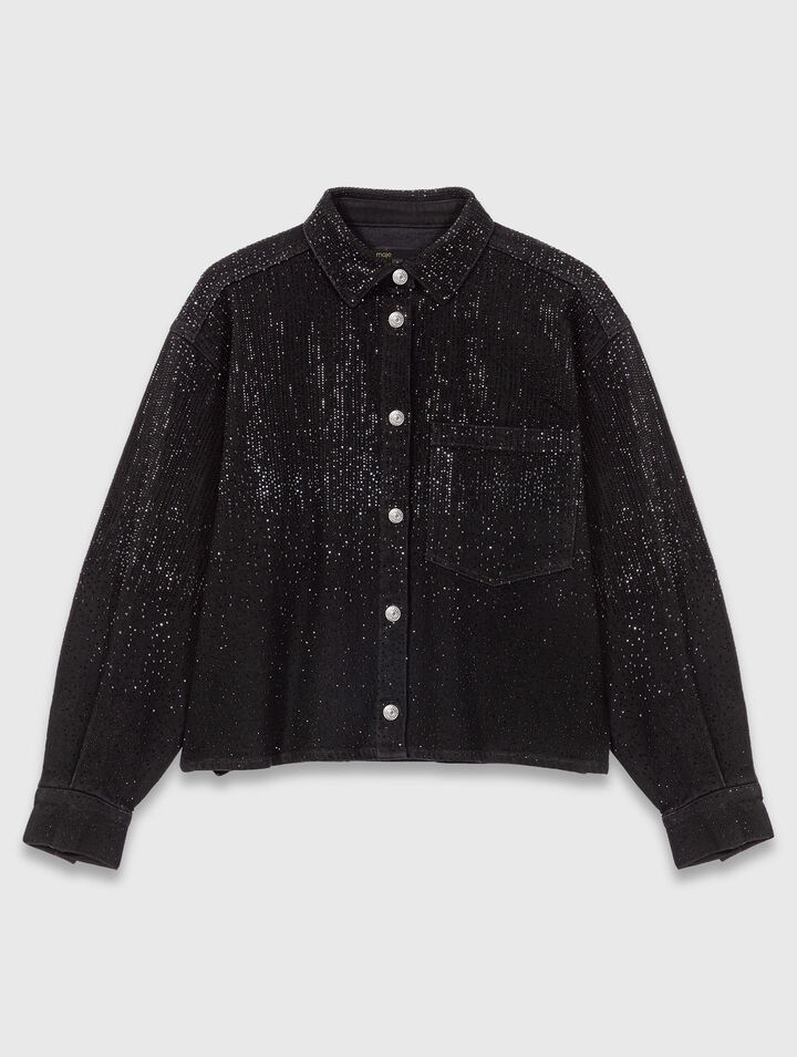 Camicia in denim con strass