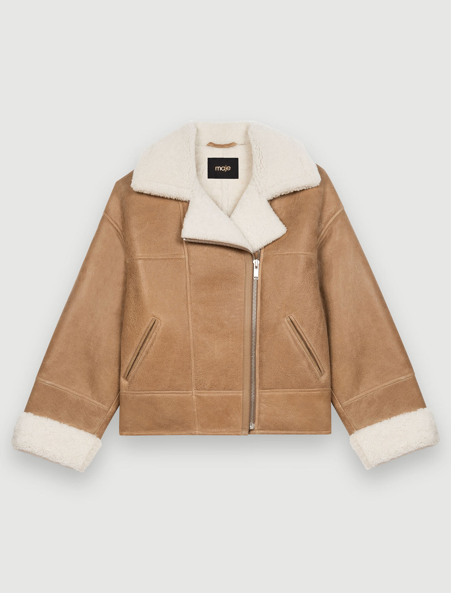 Cappotto pelle scamosciata bicolore