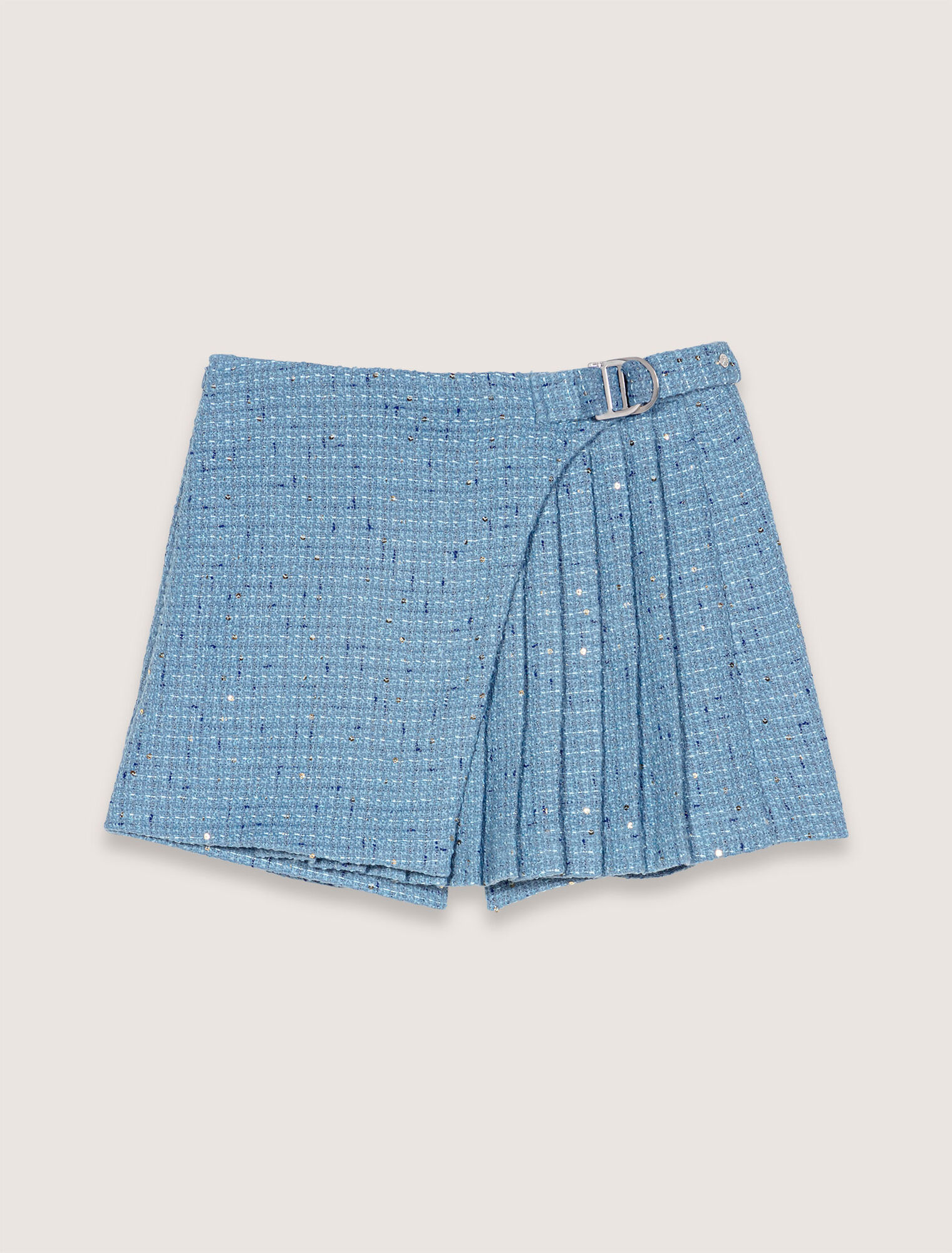 Gonna a pantaloncino plissé e tweed