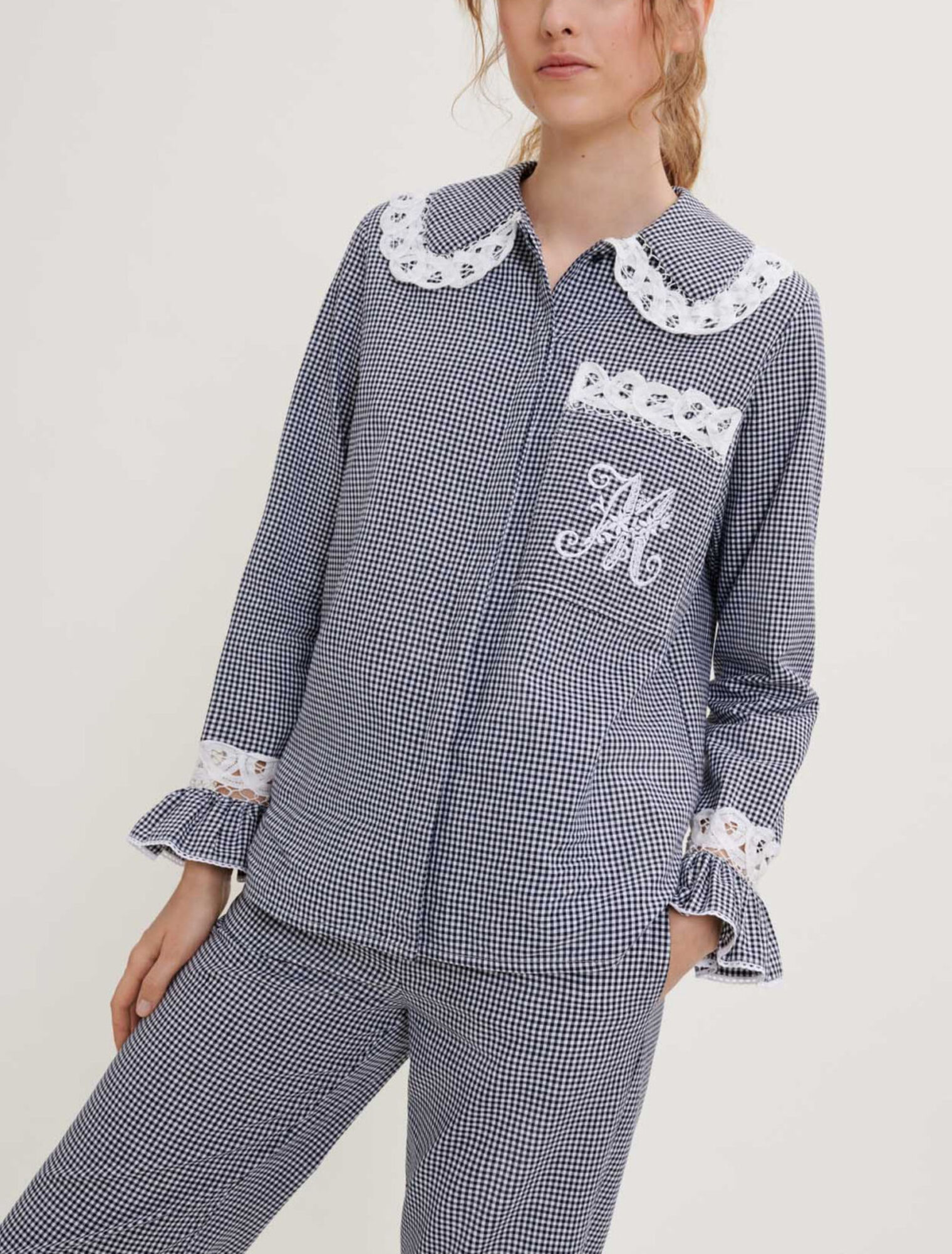 Camicia in pizzo e percalle