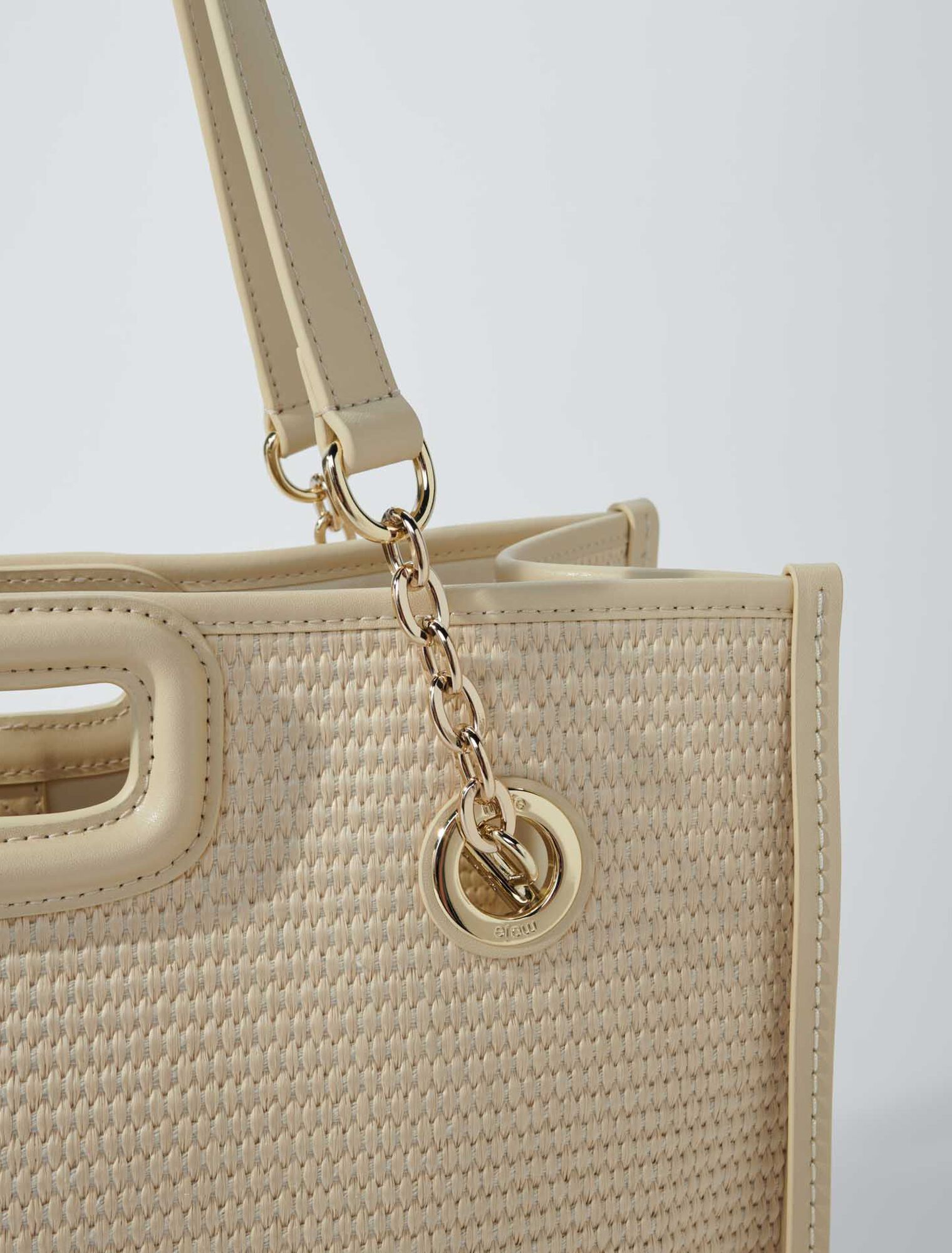 Tote bag in tessuto effetto rafia