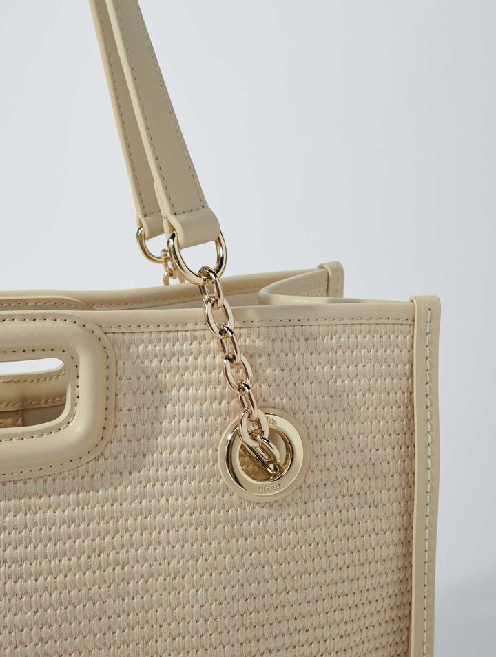 Tote bag in tessuto effetto rafia