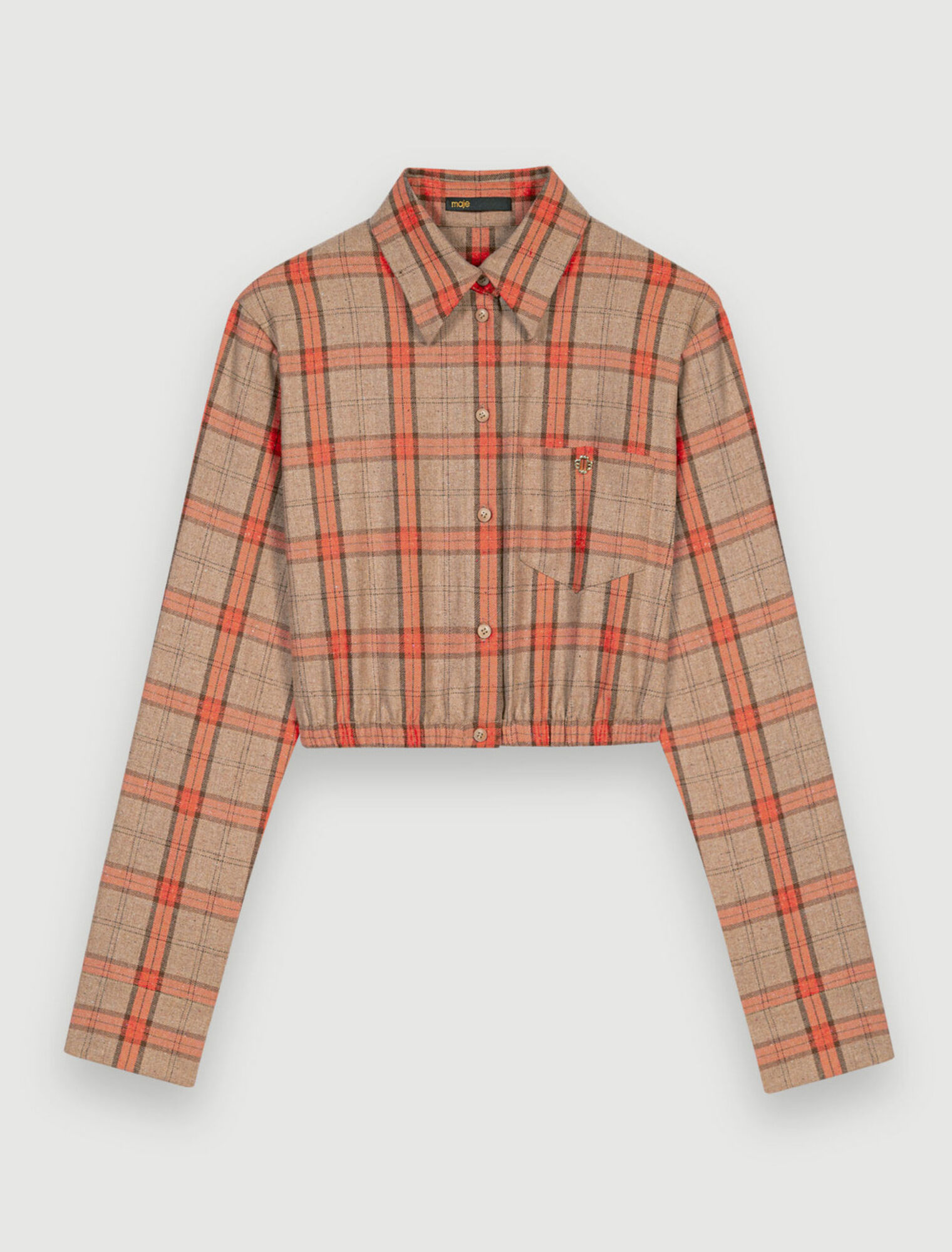 Camicia a quadri cammello e arancione