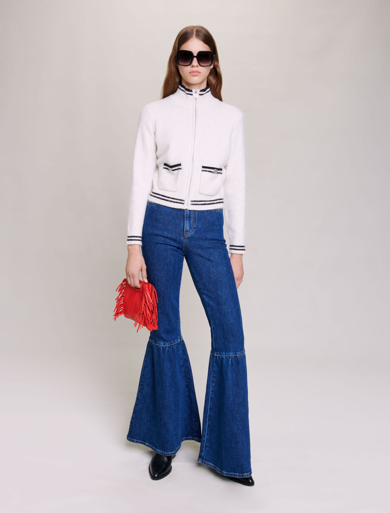 Cardigan in maglia con paillettes
