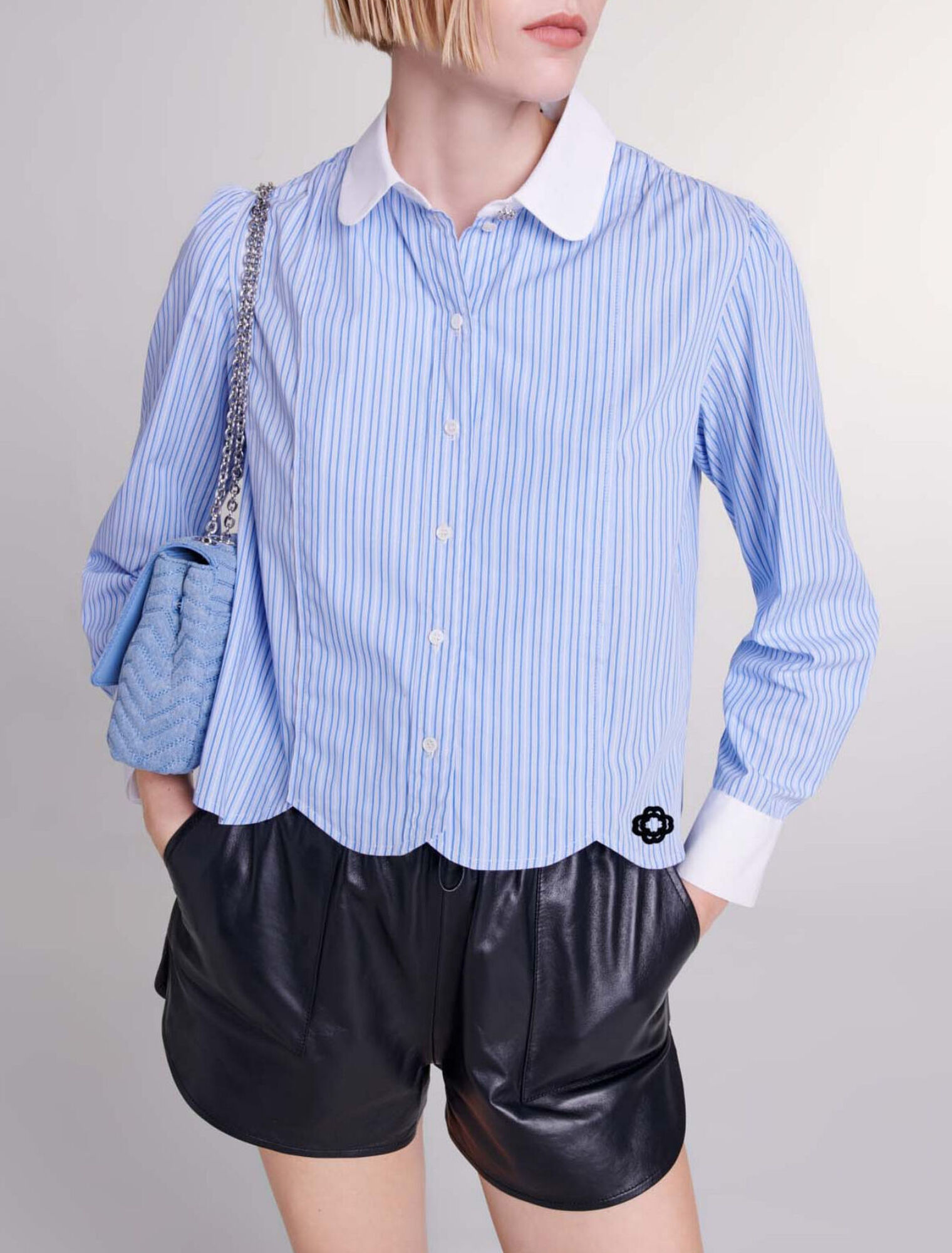 Camicia a righe a contrasto