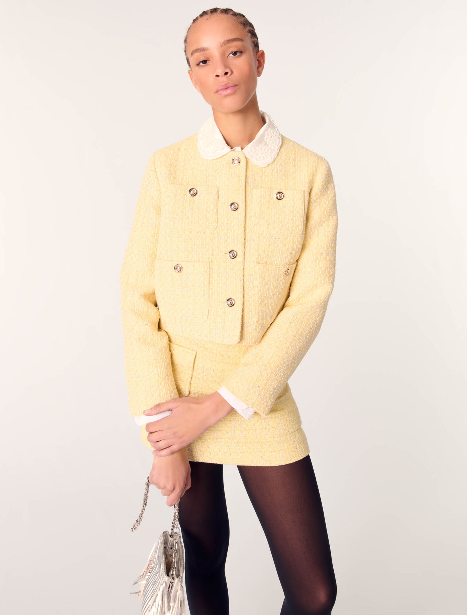 Giacca corta in tweed e lurex