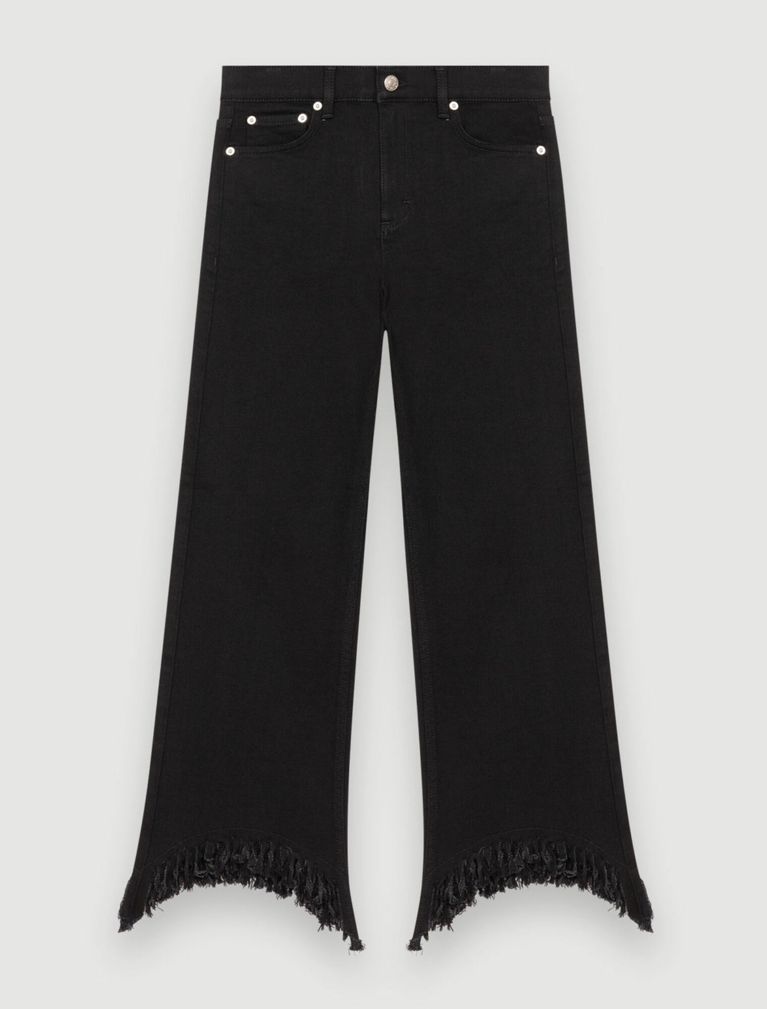 Jeans a vita alta con fondo strappato