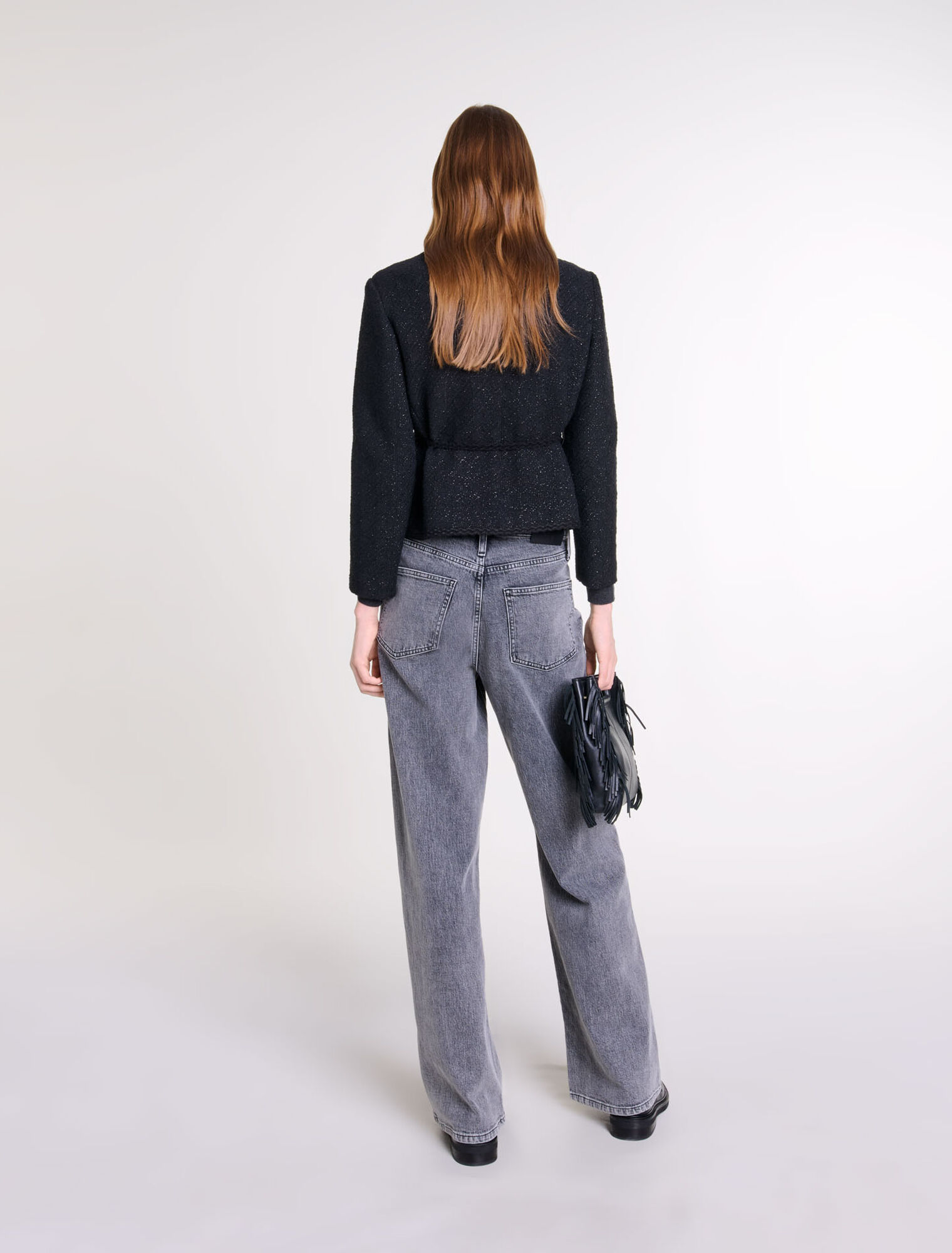 Giacca dritta in tweed brillante