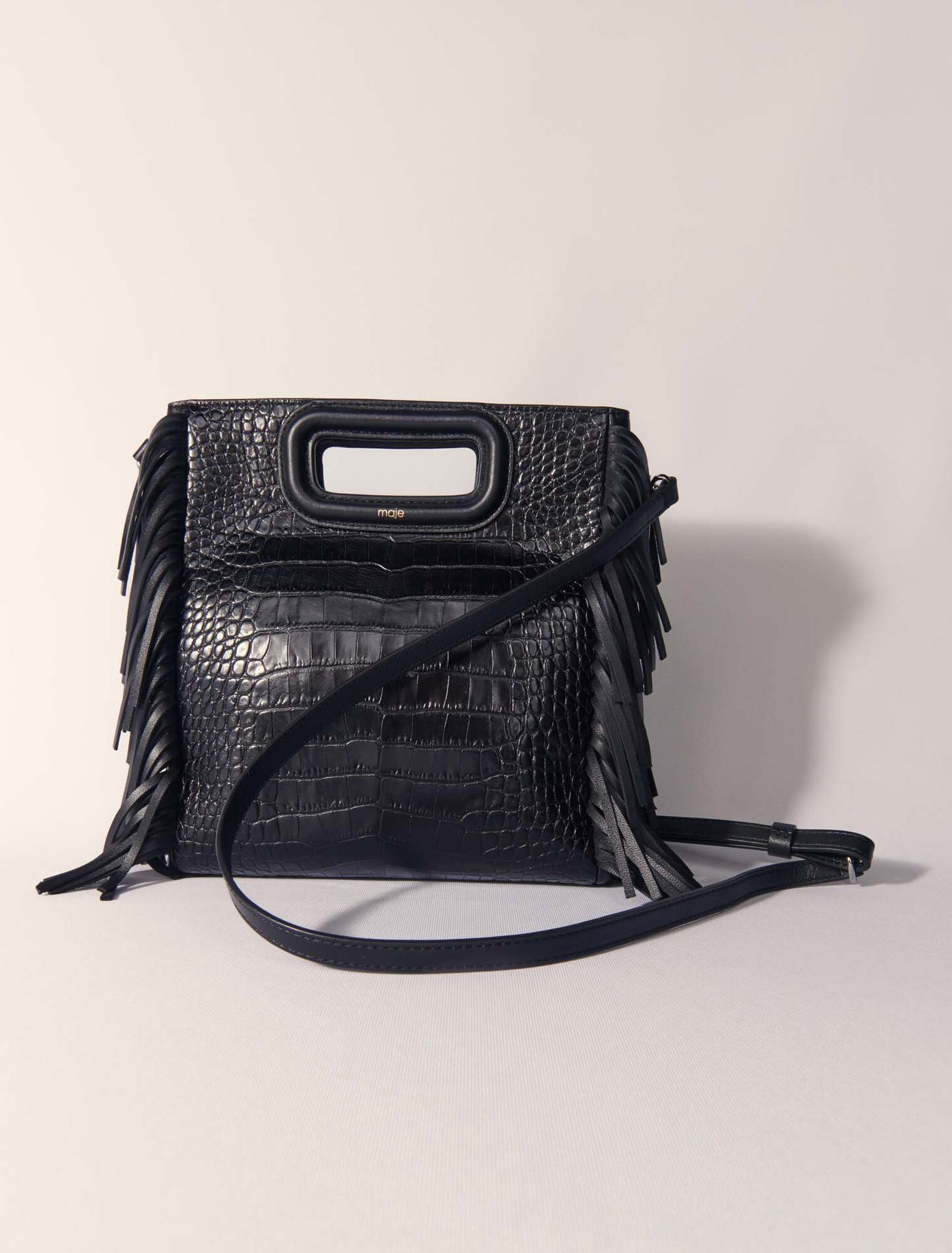 Borsa M in pelle effetto coccodrillo