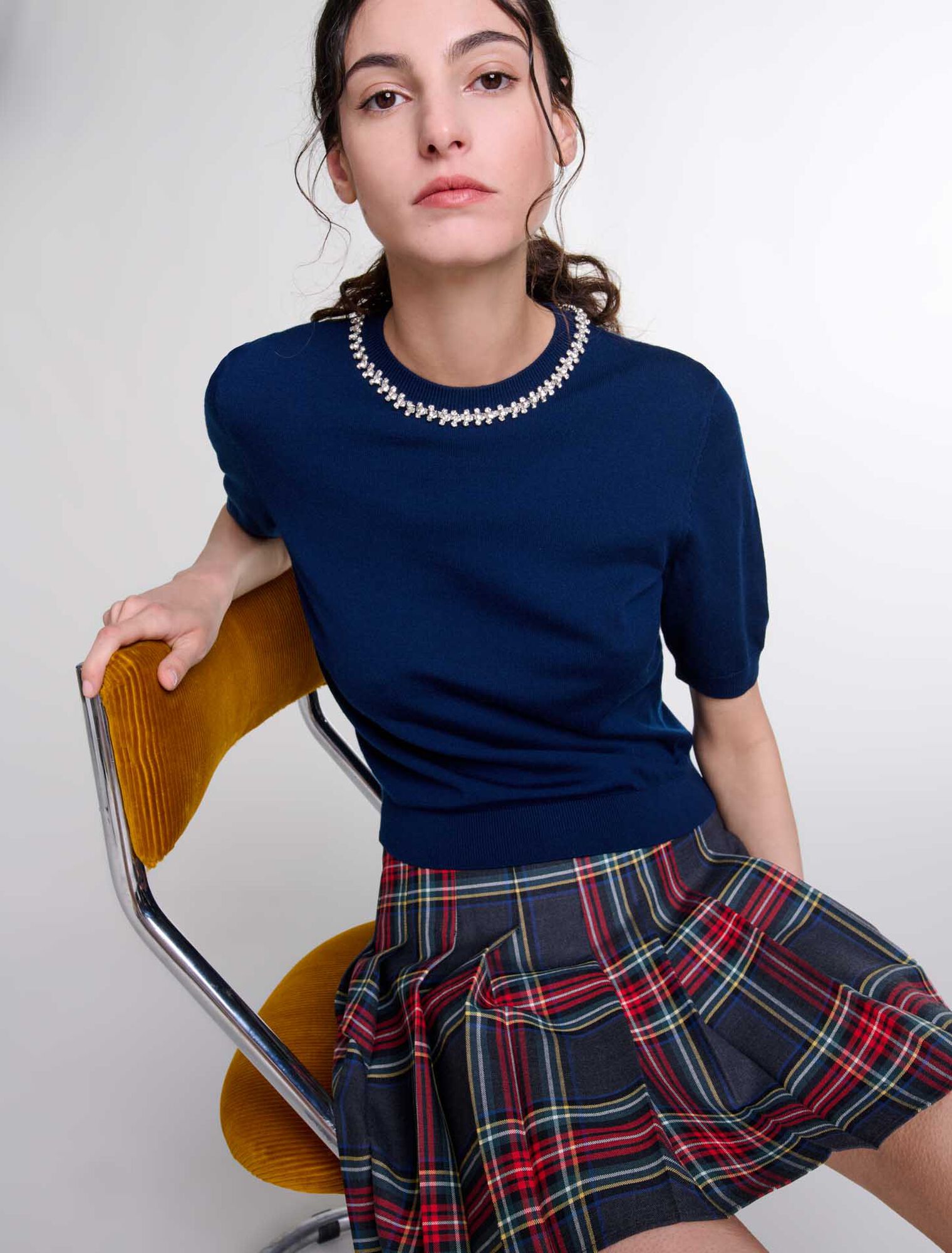 Pullover corto lavorato a maglia