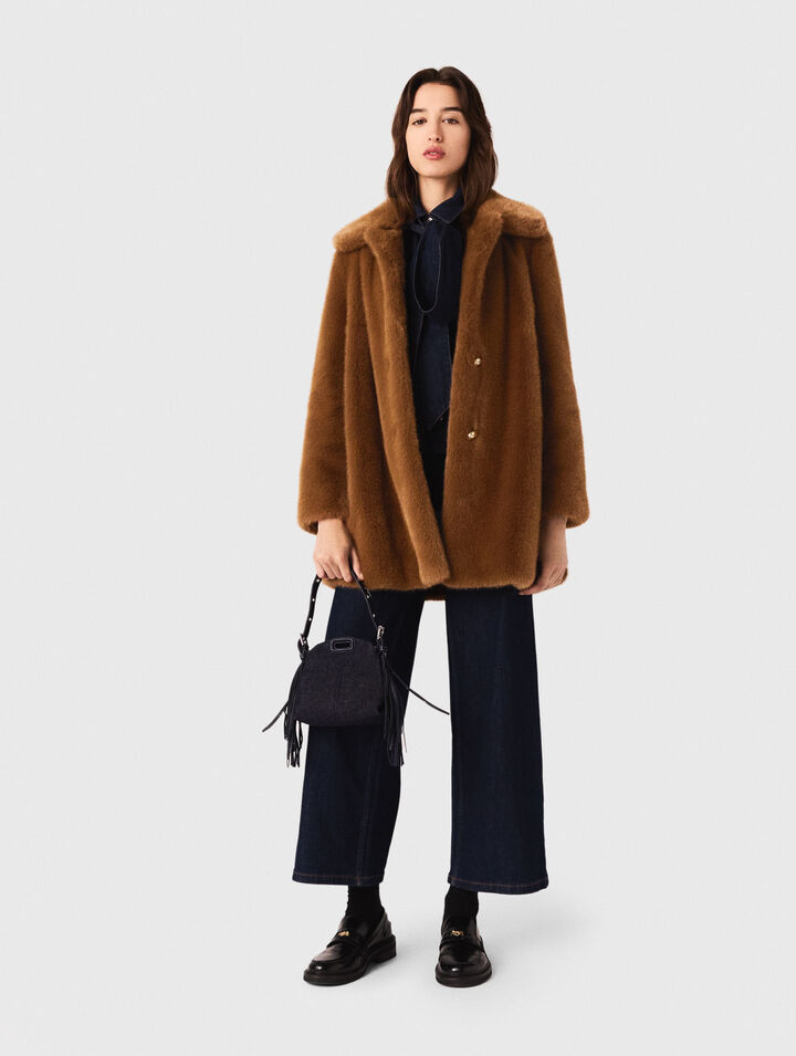 Cappotto midi in ecopelliccia